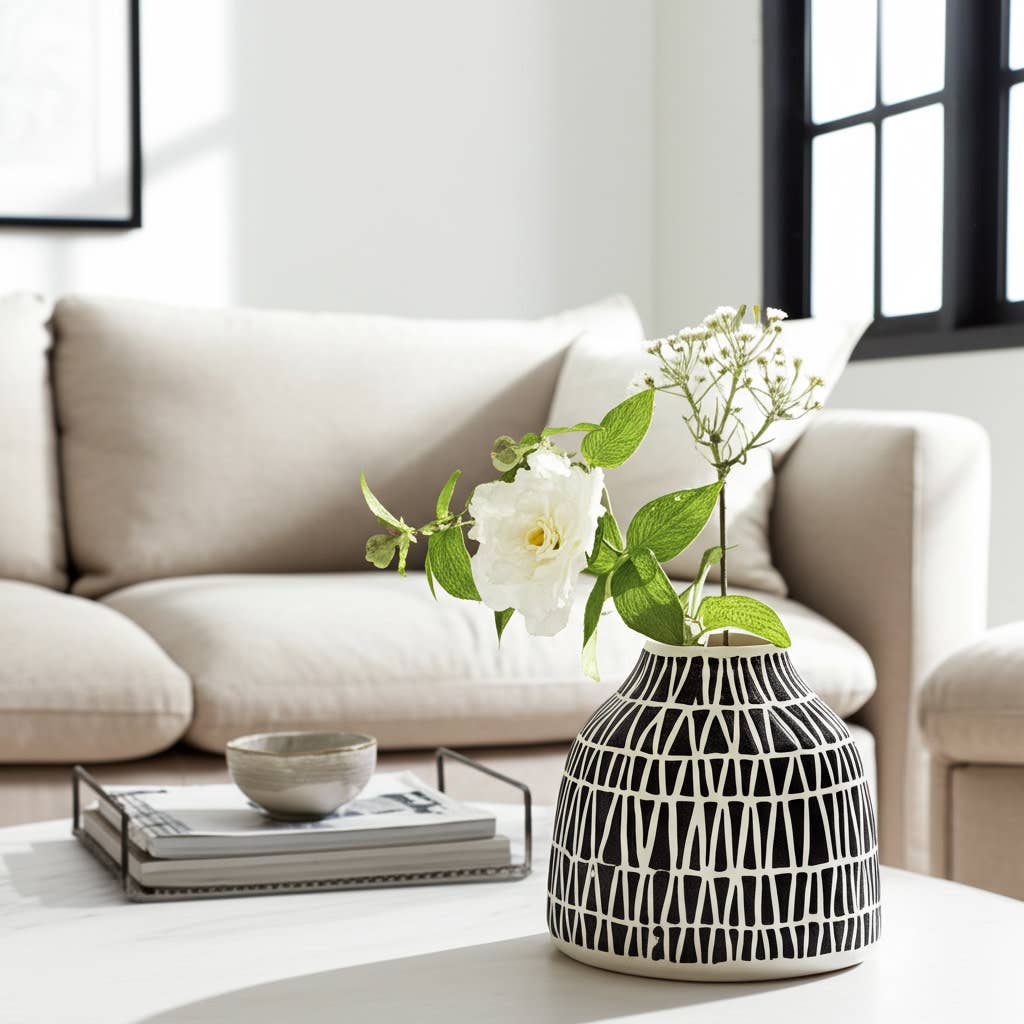Black Ceramic Modern Tribal Pattern