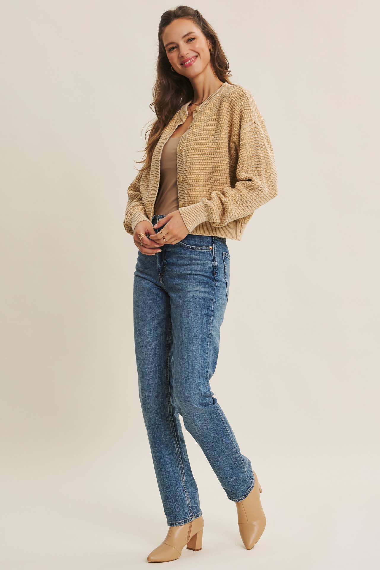 Mineral Washed Cable Knit Cardigan