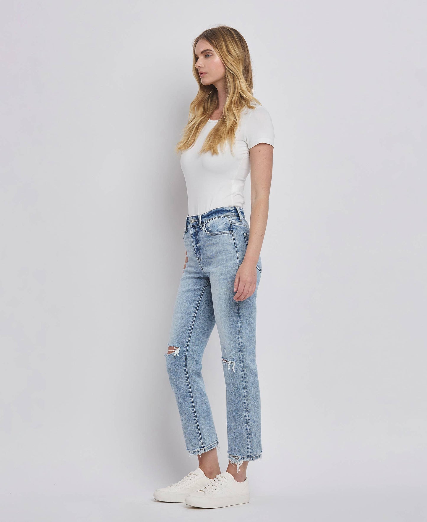 Vivid Flying Monkey High Rise Distressed Crop Straight