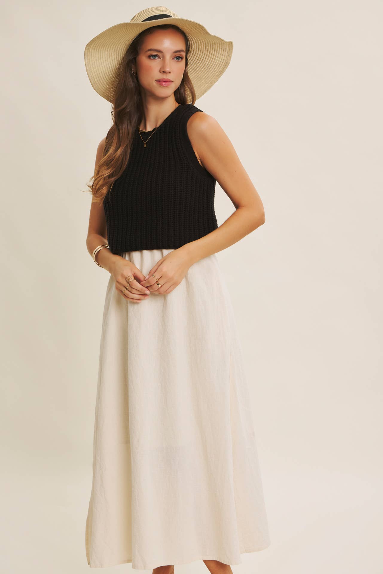 TRUE CUSTOMER FAVORITE CHUNKY SWEATER TWOFER MIDI DRESS