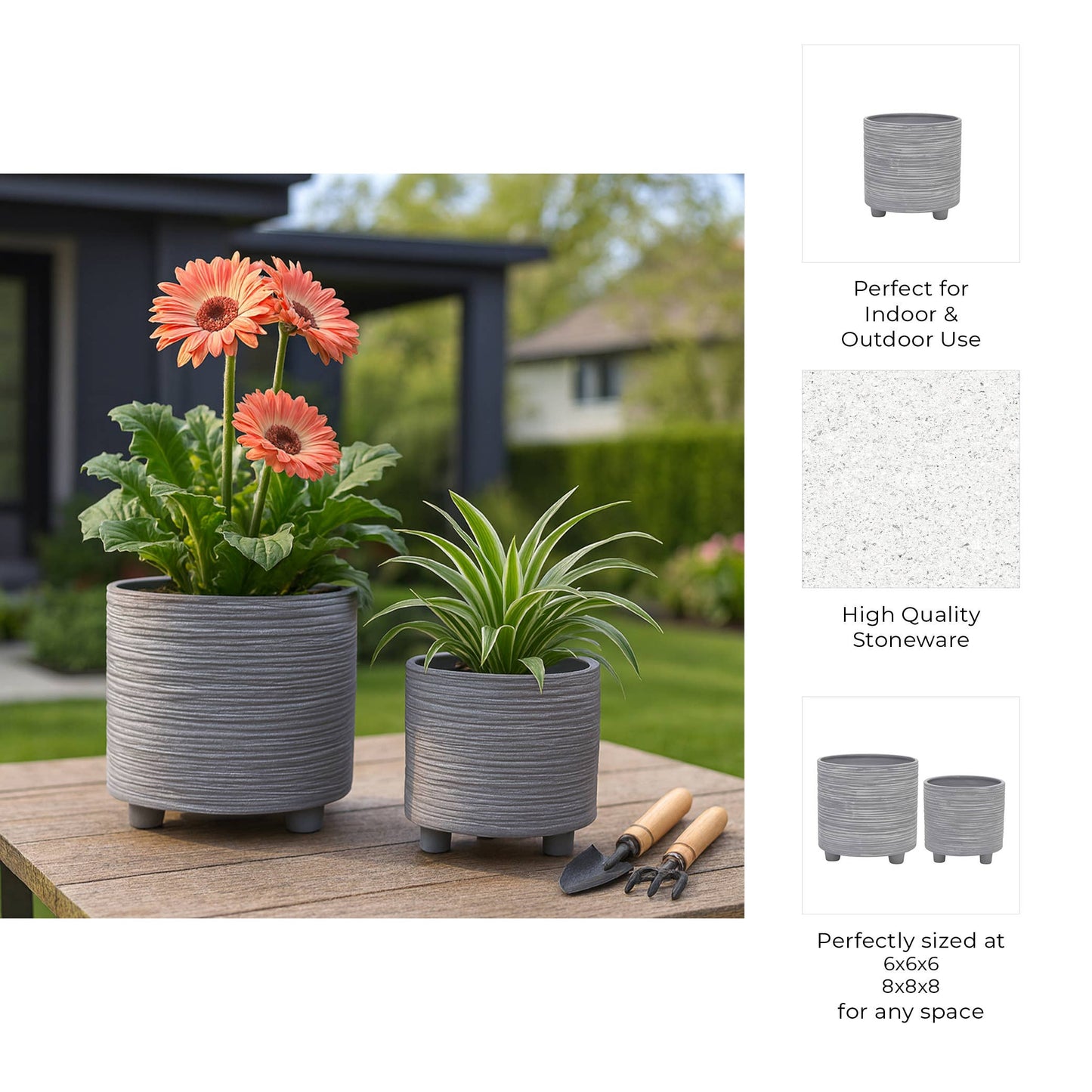 Grey Patterned Ceramic Footed