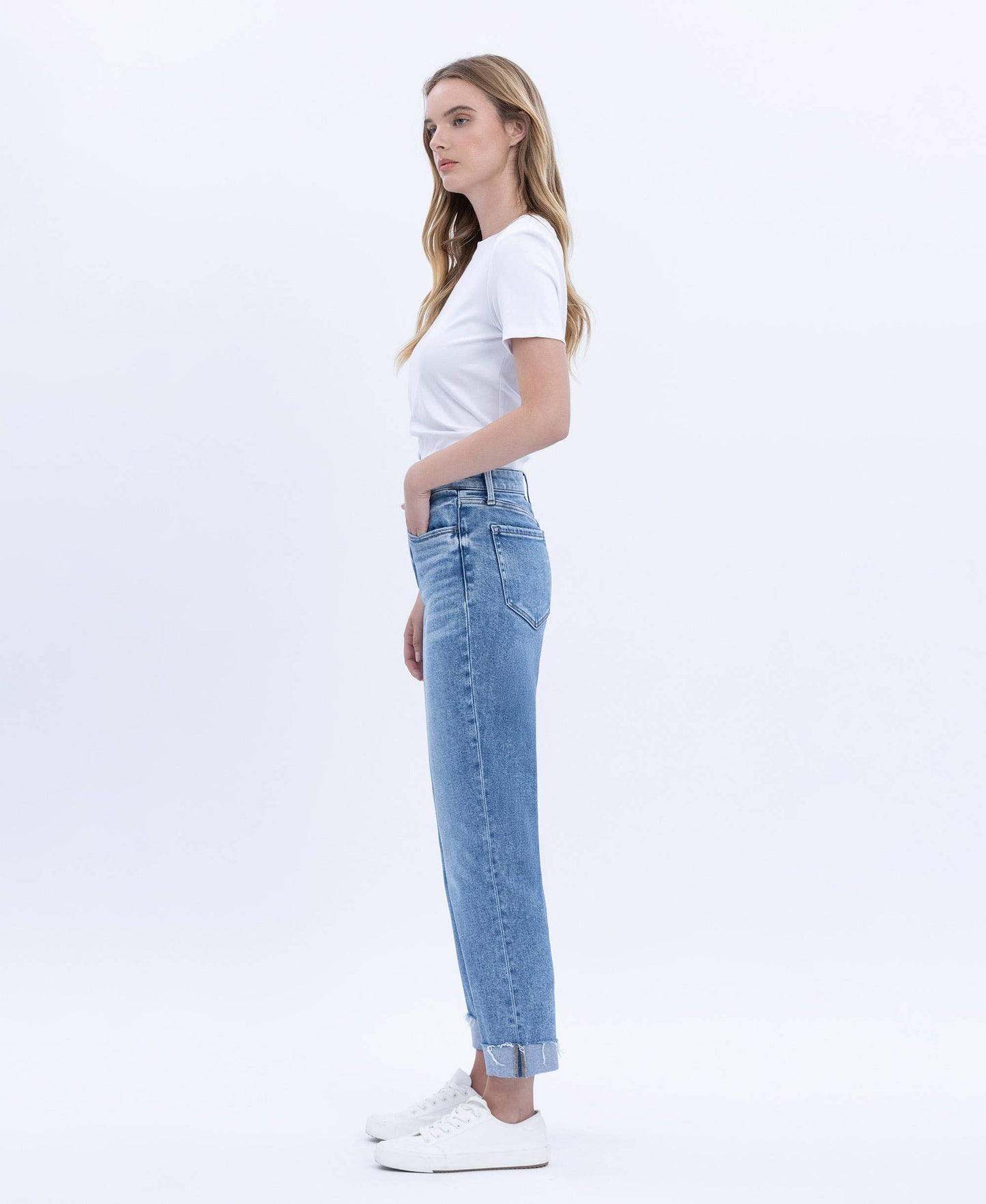 Delectable Flying Monkey High Rise Cuffed Crop Straight Jean