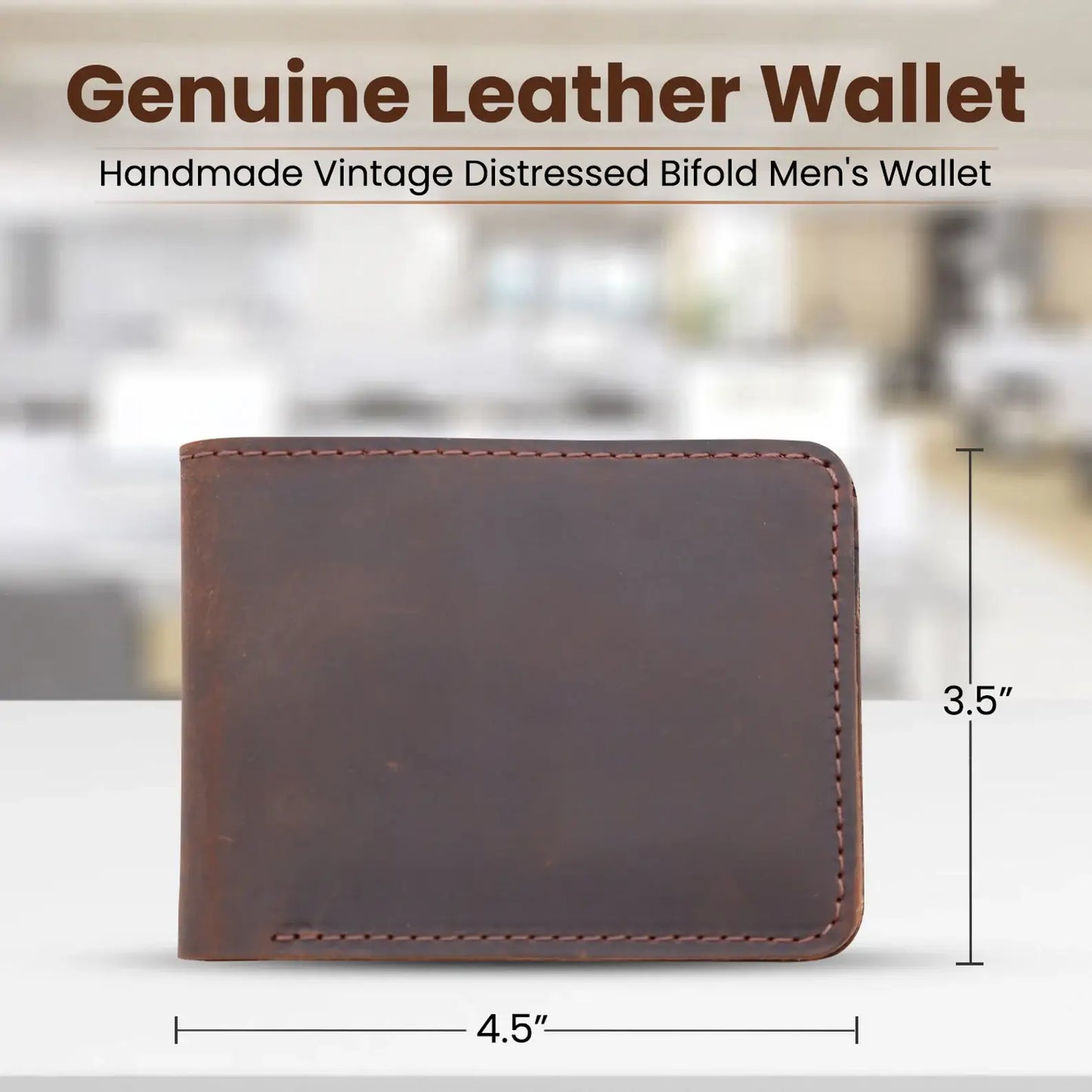Genuine Leather Bifold Wallet Handmade Wallet for Men Rustic