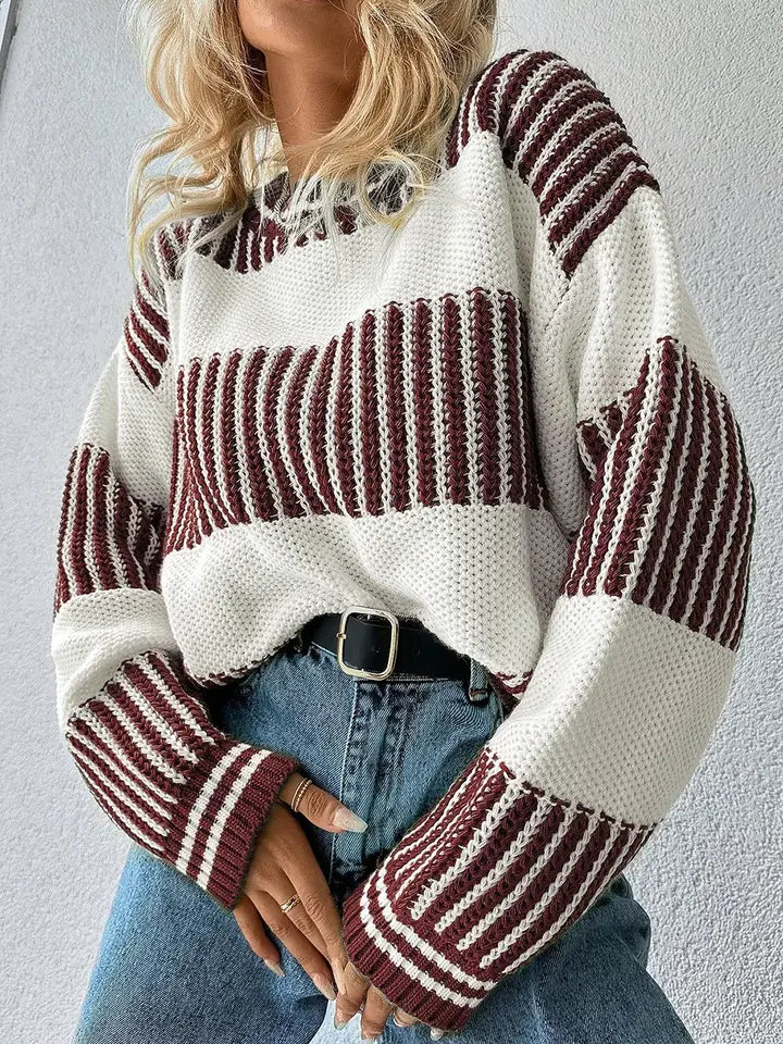 Maroon Striped Sweater
