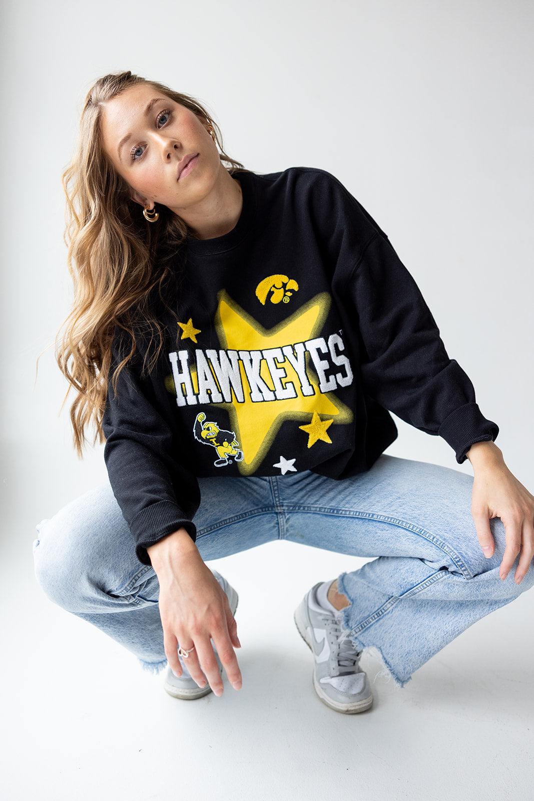 Iowa Hawkeyes Aura Oversized Fleece Crew