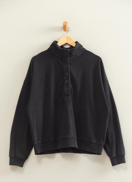 Mineral Wash Button Front Sweatshirt