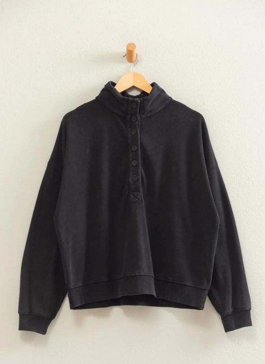 Mineral Wash Button Front Sweatshirt