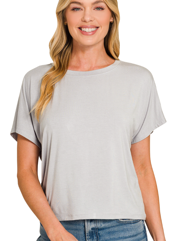 Cropped round neck tee