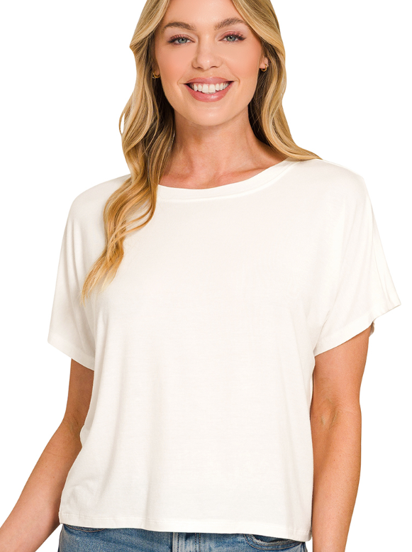 Cropped round neck tee