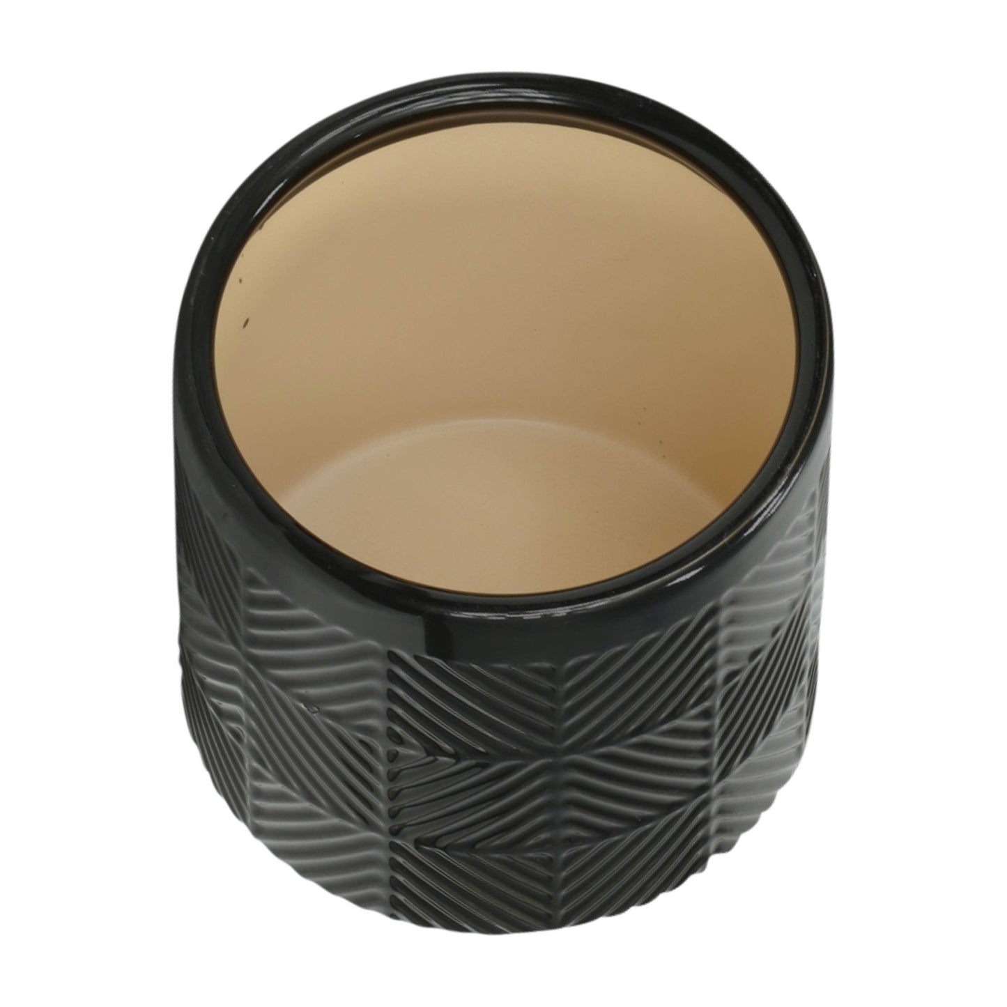 Black Ceramic Textured Footed