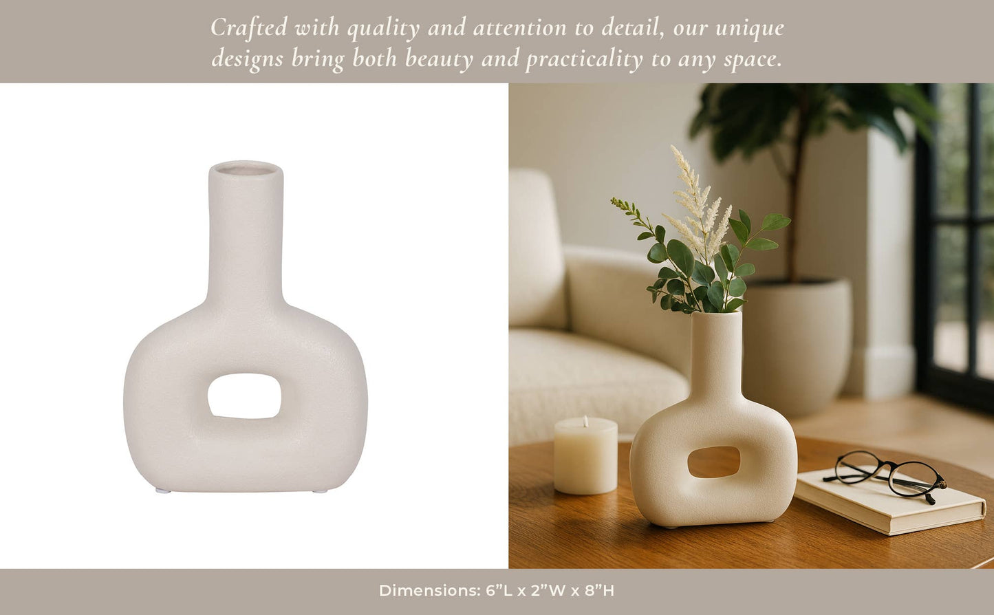 Ivory Ceramic Modern Abstract Cut-out