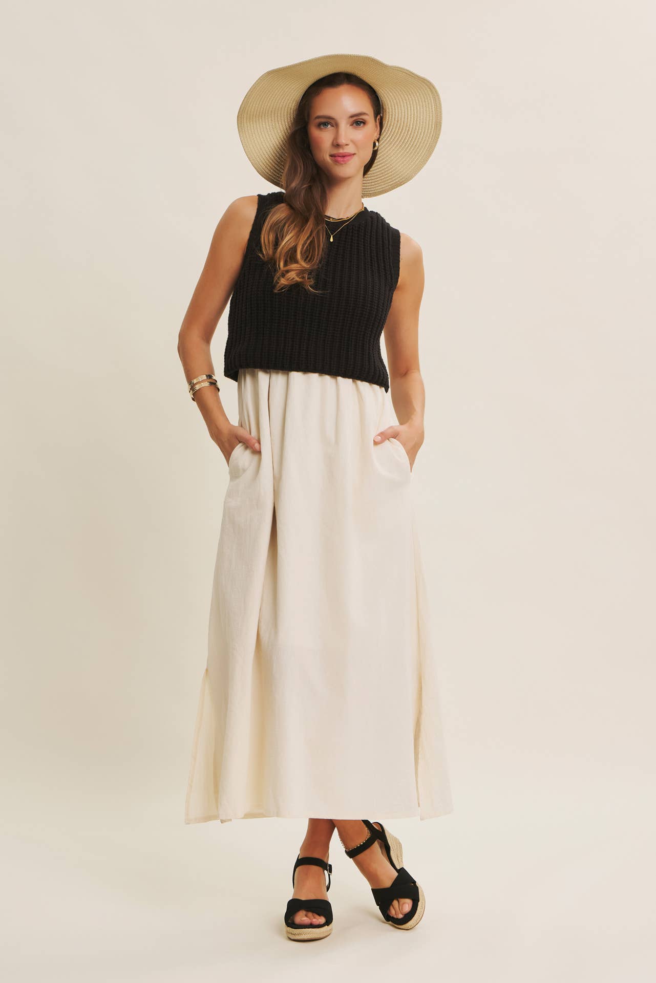 TRUE CUSTOMER FAVORITE CHUNKY SWEATER TWOFER MIDI DRESS