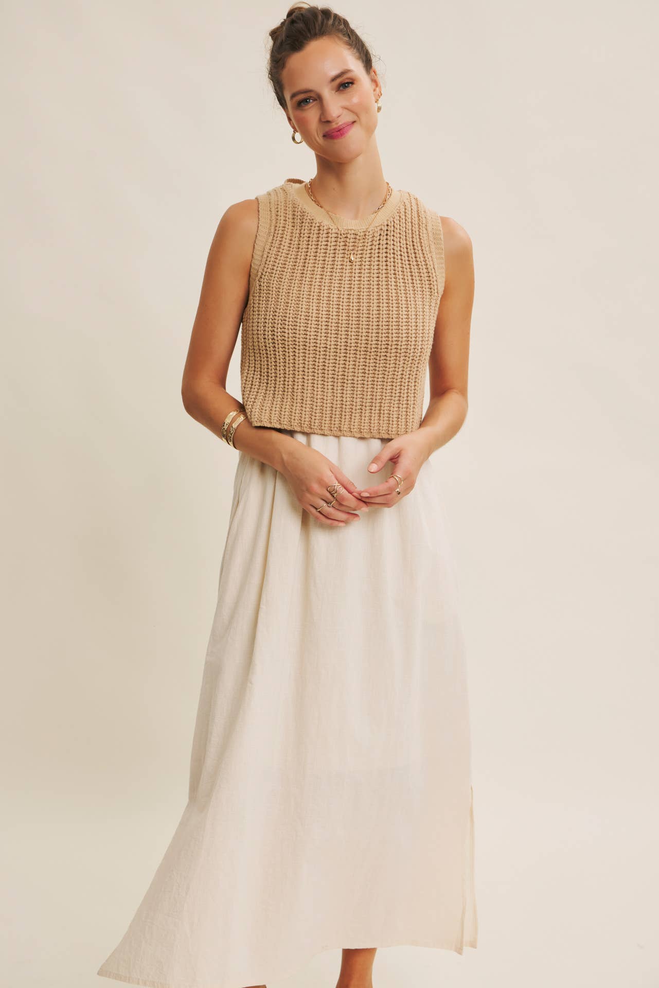 TRUE CUSTOMER FAVORITE CHUNKY SWEATER TWOFER MIDI DRESS