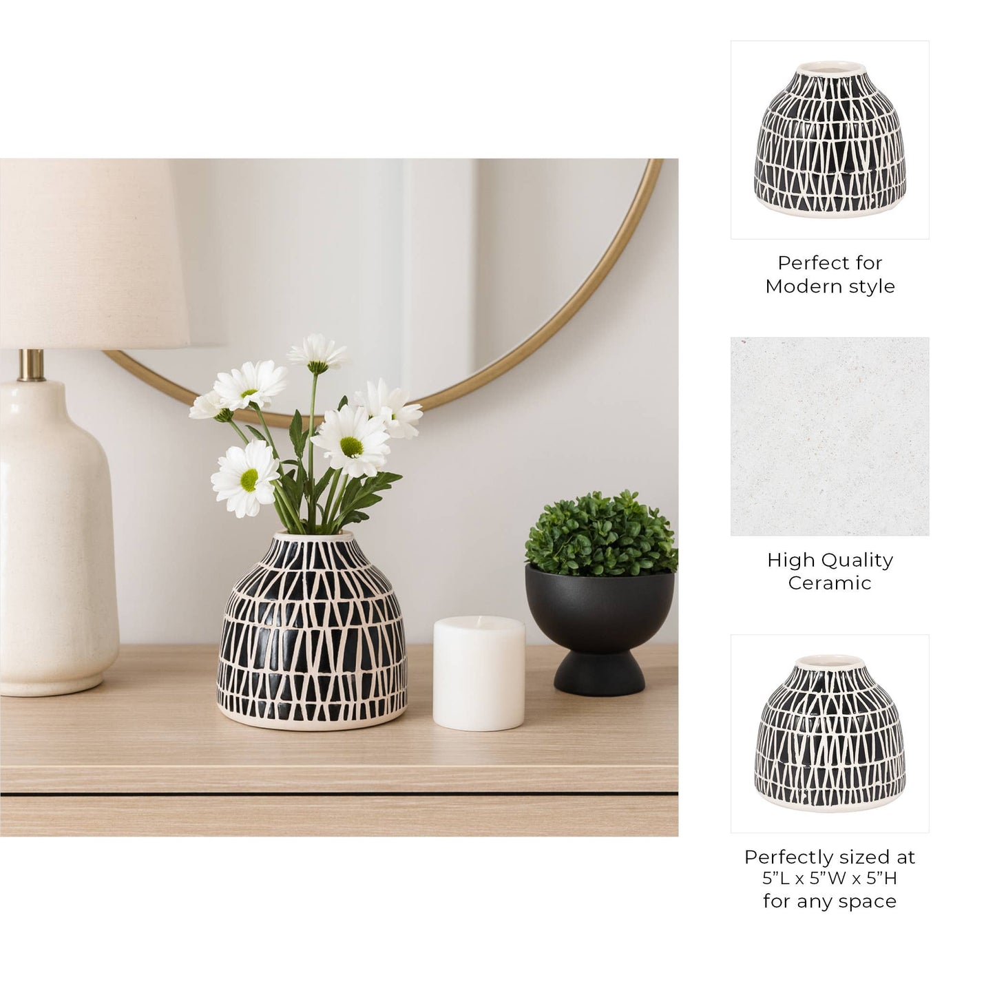 Black Ceramic Modern Tribal Pattern