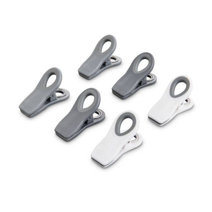 HIC Kitchen Magnetic Clips White, Grey & Charcoal, Set Of 6