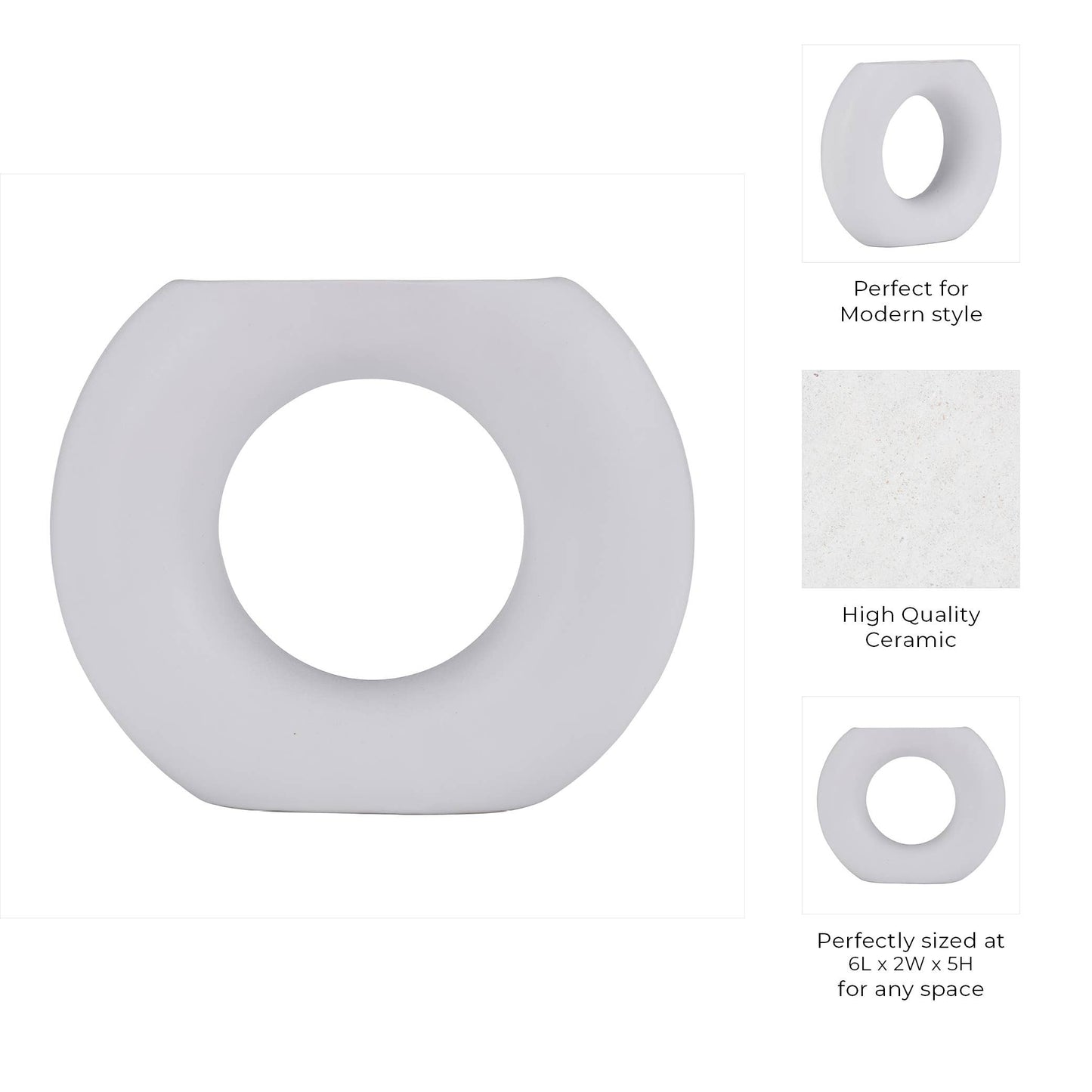 White Ceramic Donut Round Cut-Out