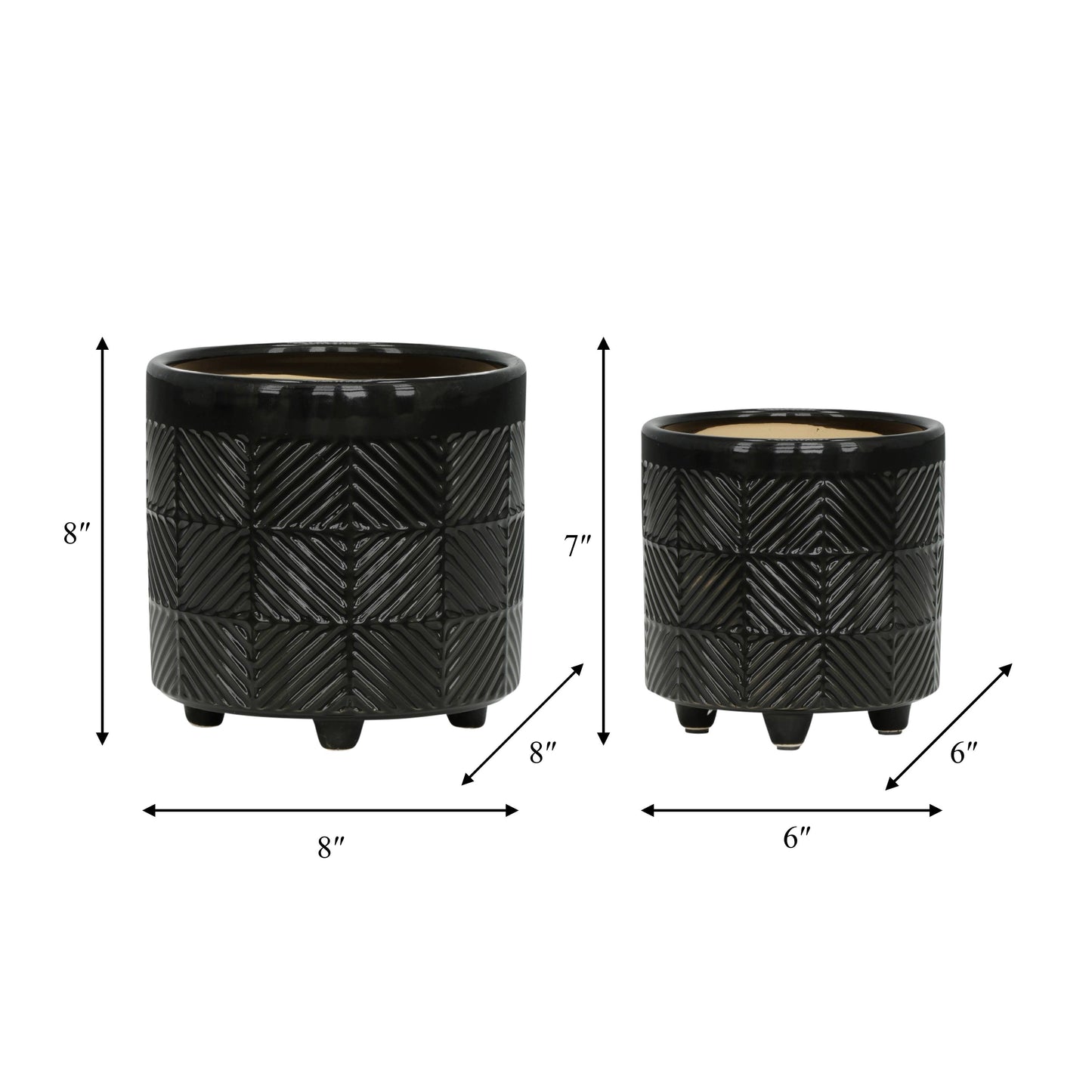 Black Ceramic Textured Footed