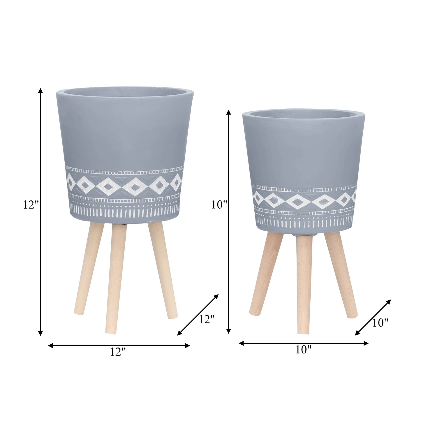 Grey Resin Diamond on Wood Legs
