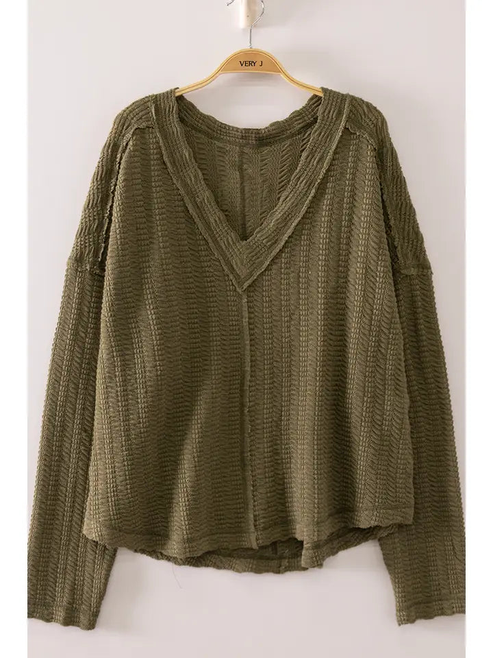 Open Weave V-Neck Top