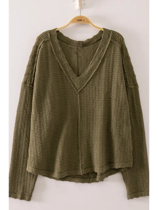 Open Weave V-Neck Top