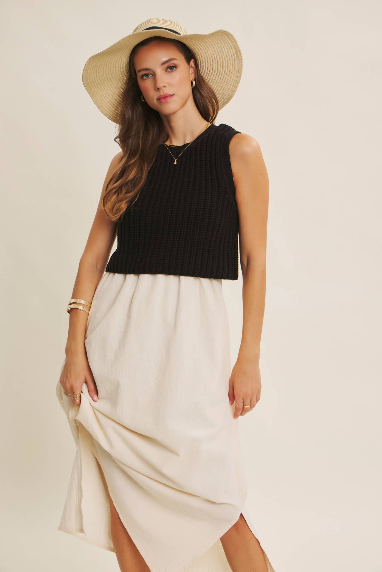 TRUE CUSTOMER FAVORITE CHUNKY SWEATER TWOFER MIDI DRESS