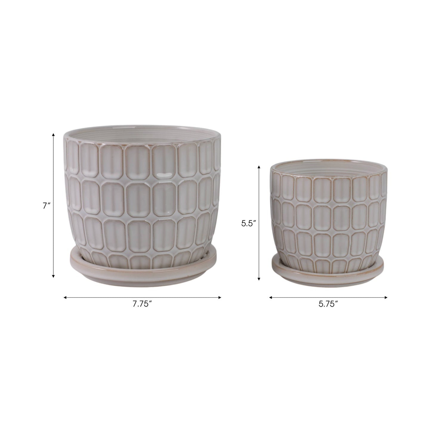 White Ceramic Squoval in Saucer