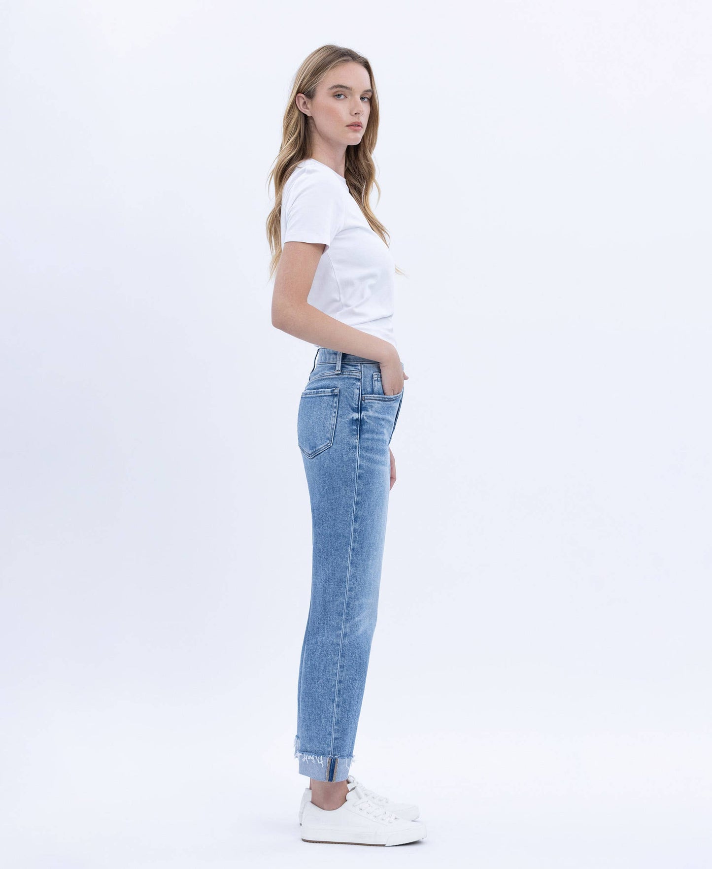 Delectable Flying Monkey High Rise Cuffed Crop Straight Jean