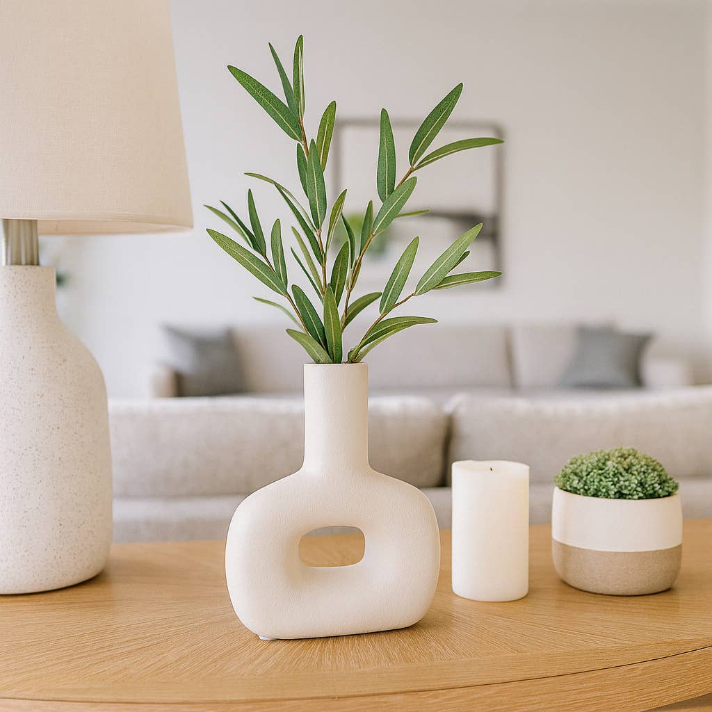 Ivory Ceramic Modern Abstract Cut-out