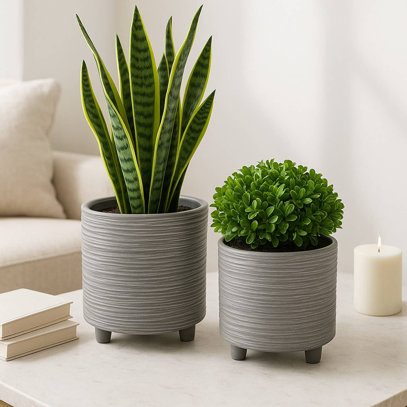 Grey Patterned Ceramic Footed