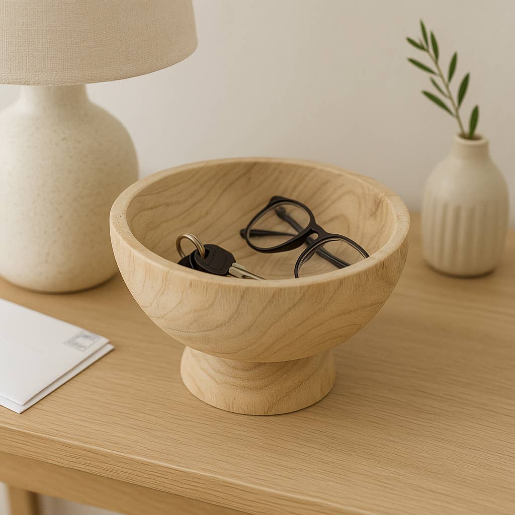 Brown Paulownia Wood with Pedestal Base