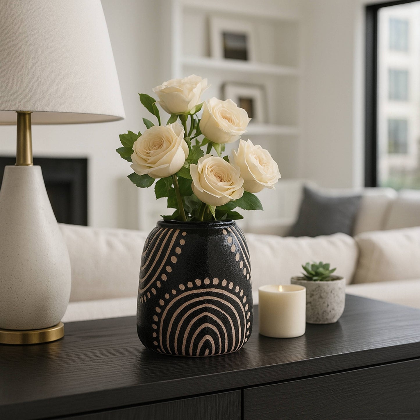 Black/Tan Ceramic Modern Tribal Arch