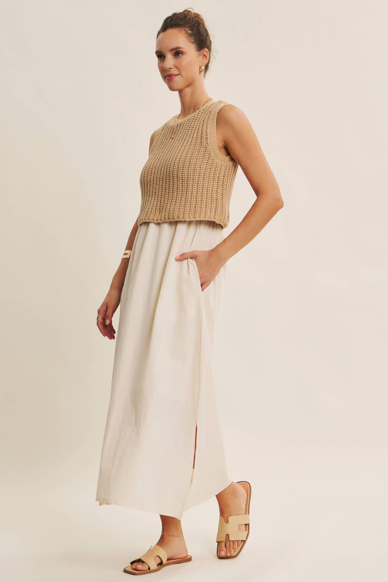 TRUE CUSTOMER FAVORITE CHUNKY SWEATER TWOFER MIDI DRESS