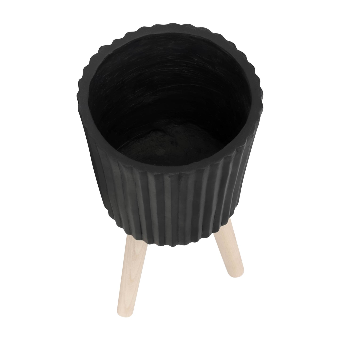 Black Resin Round on Wood Legs