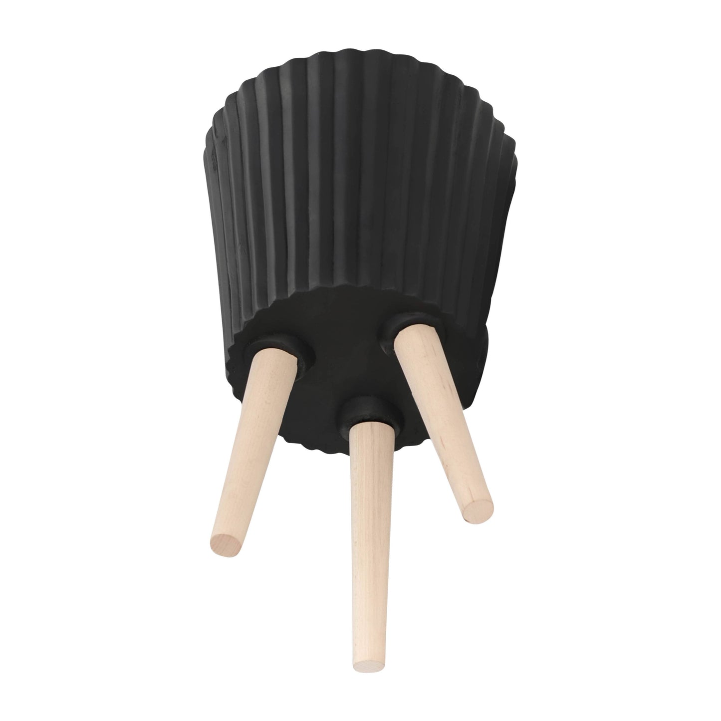 Black Resin Round on Wood Legs