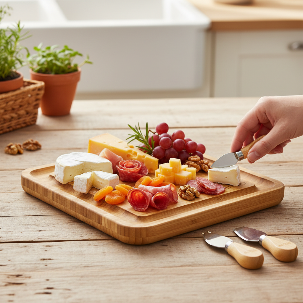 Mitbak - Bamboo Charcuterie Board with 4 Cheese Knives
