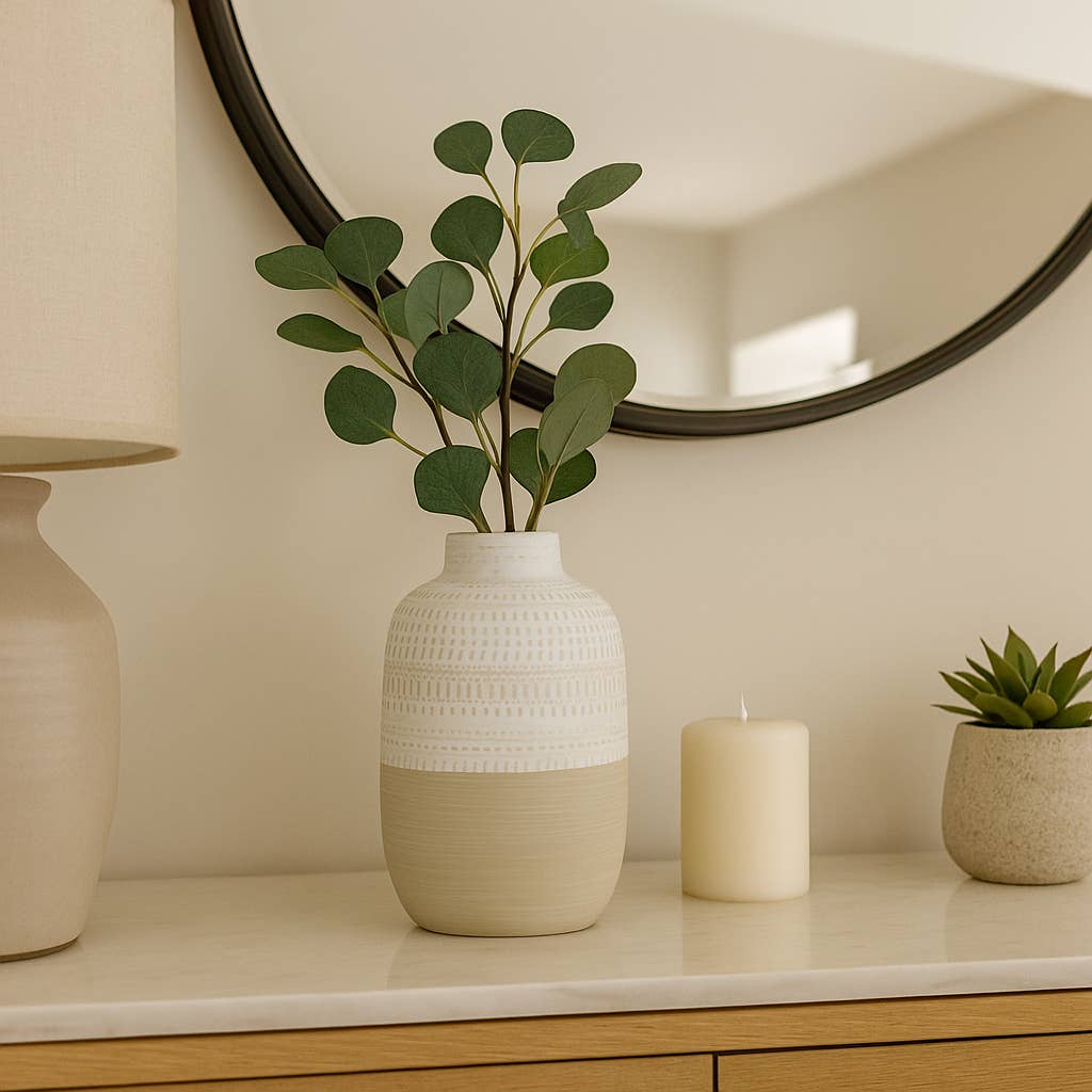 Ivory/Beige Ceramic Tribal Texture