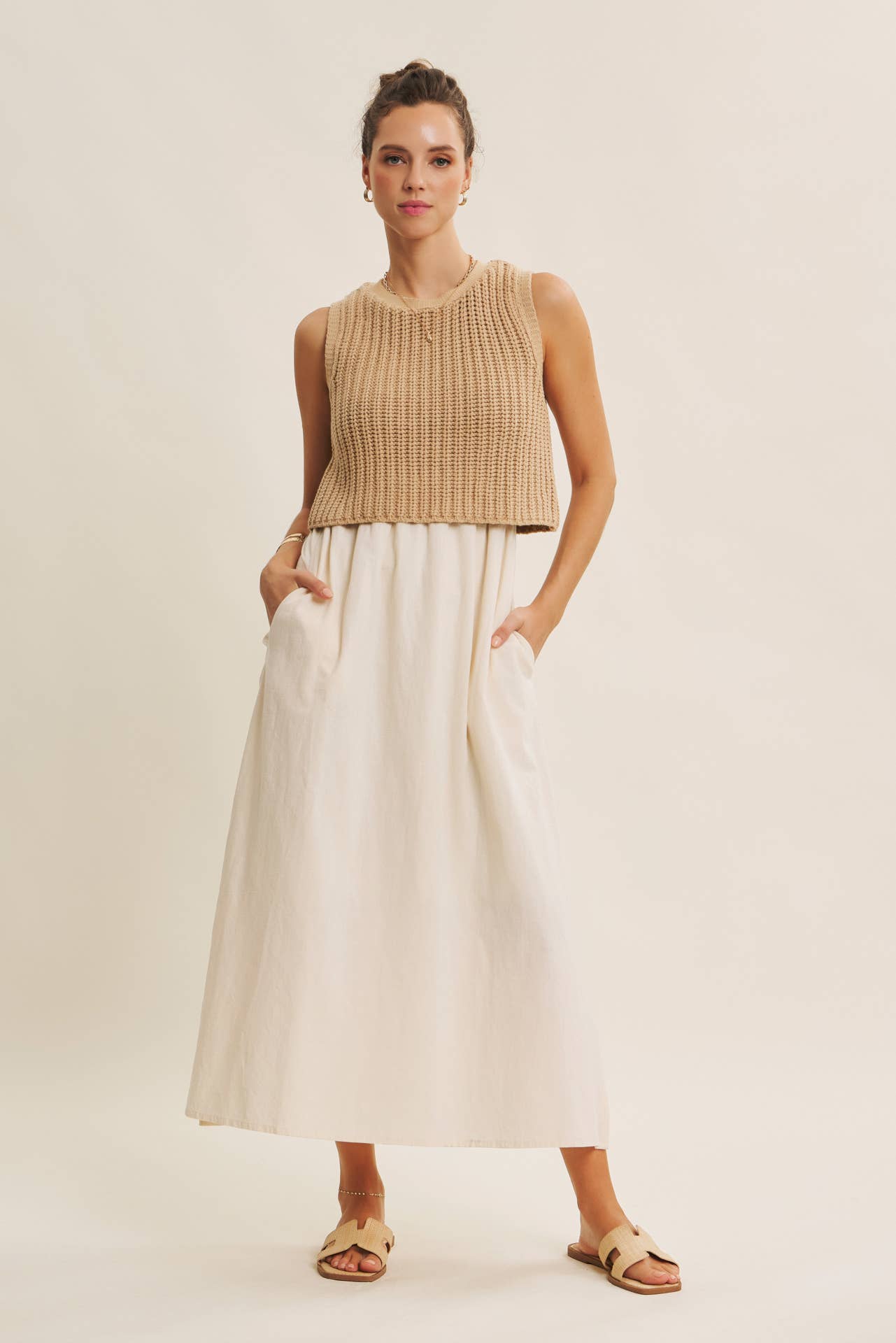 TRUE CUSTOMER FAVORITE CHUNKY SWEATER TWOFER MIDI DRESS