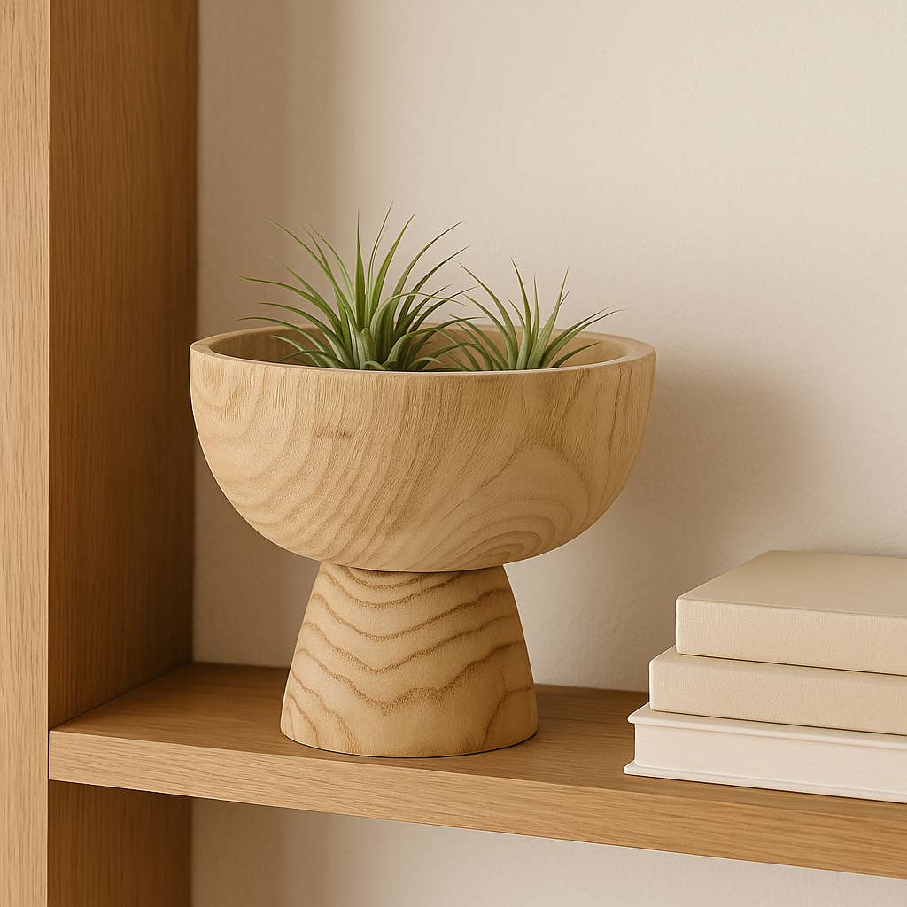 Brown Paulownia Wood with Pedestal Base