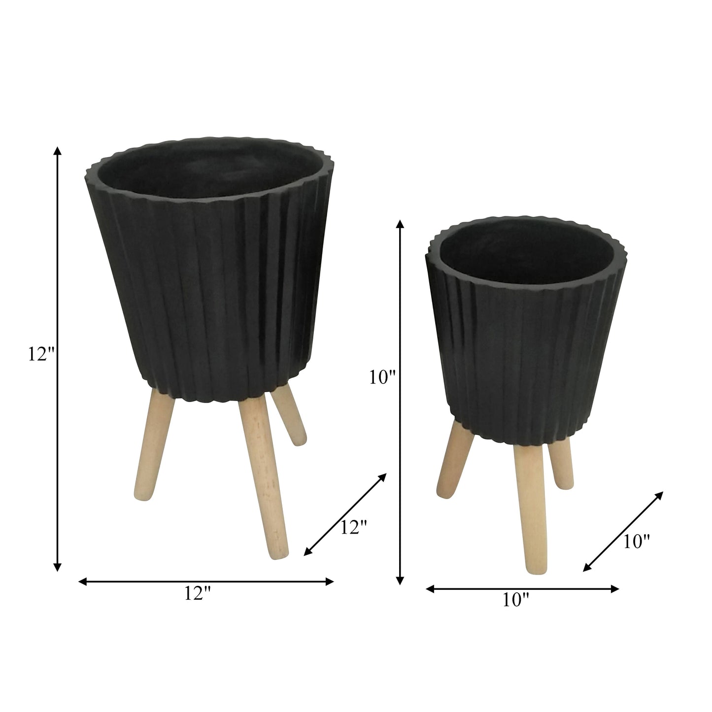 Black Resin Round on Wood Legs