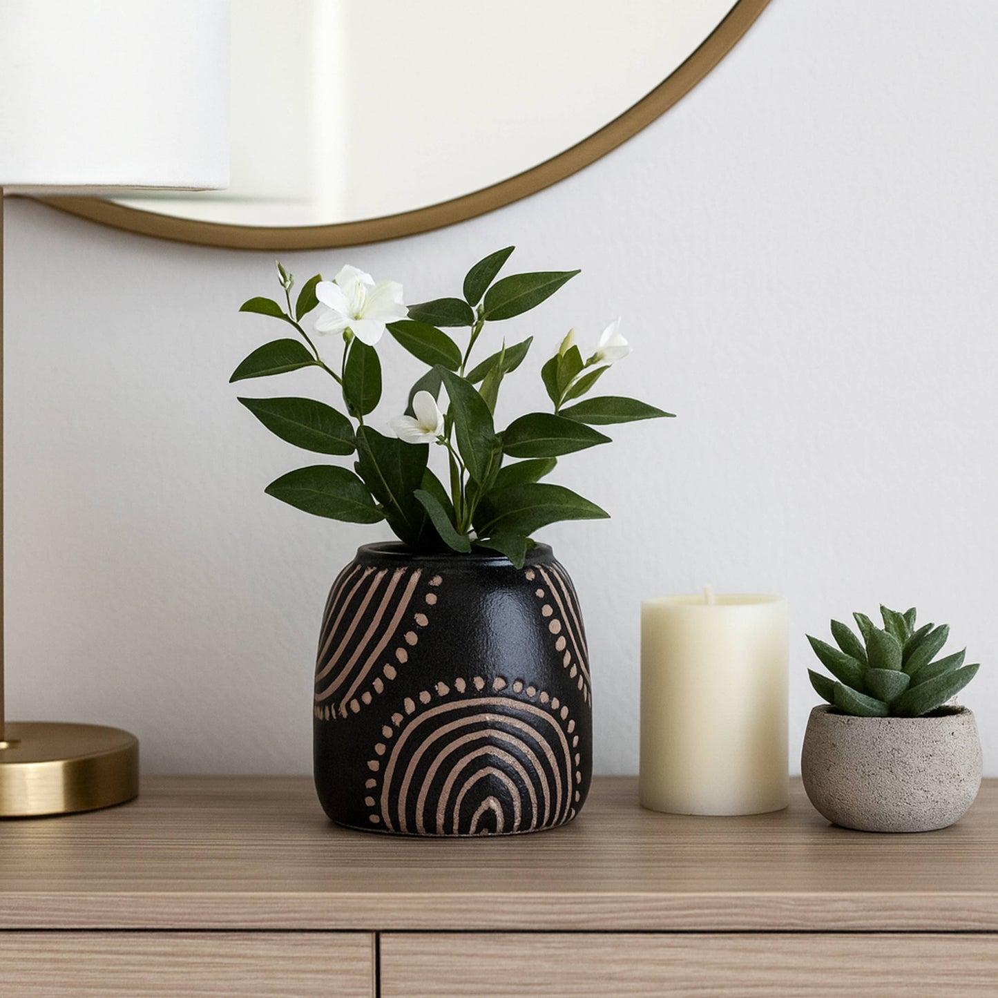 Black/Tan Ceramic Modern Tribal Arch