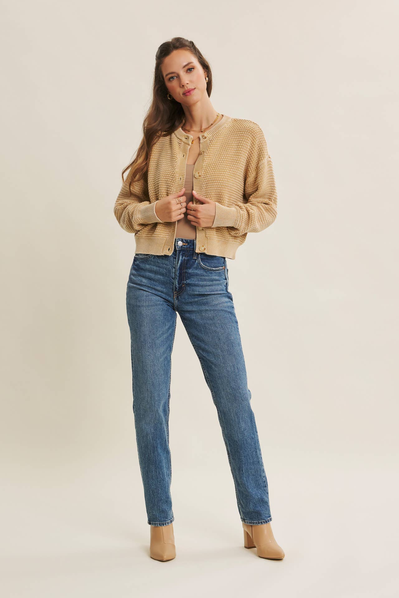 Mineral Washed Cable Knit Cardigan