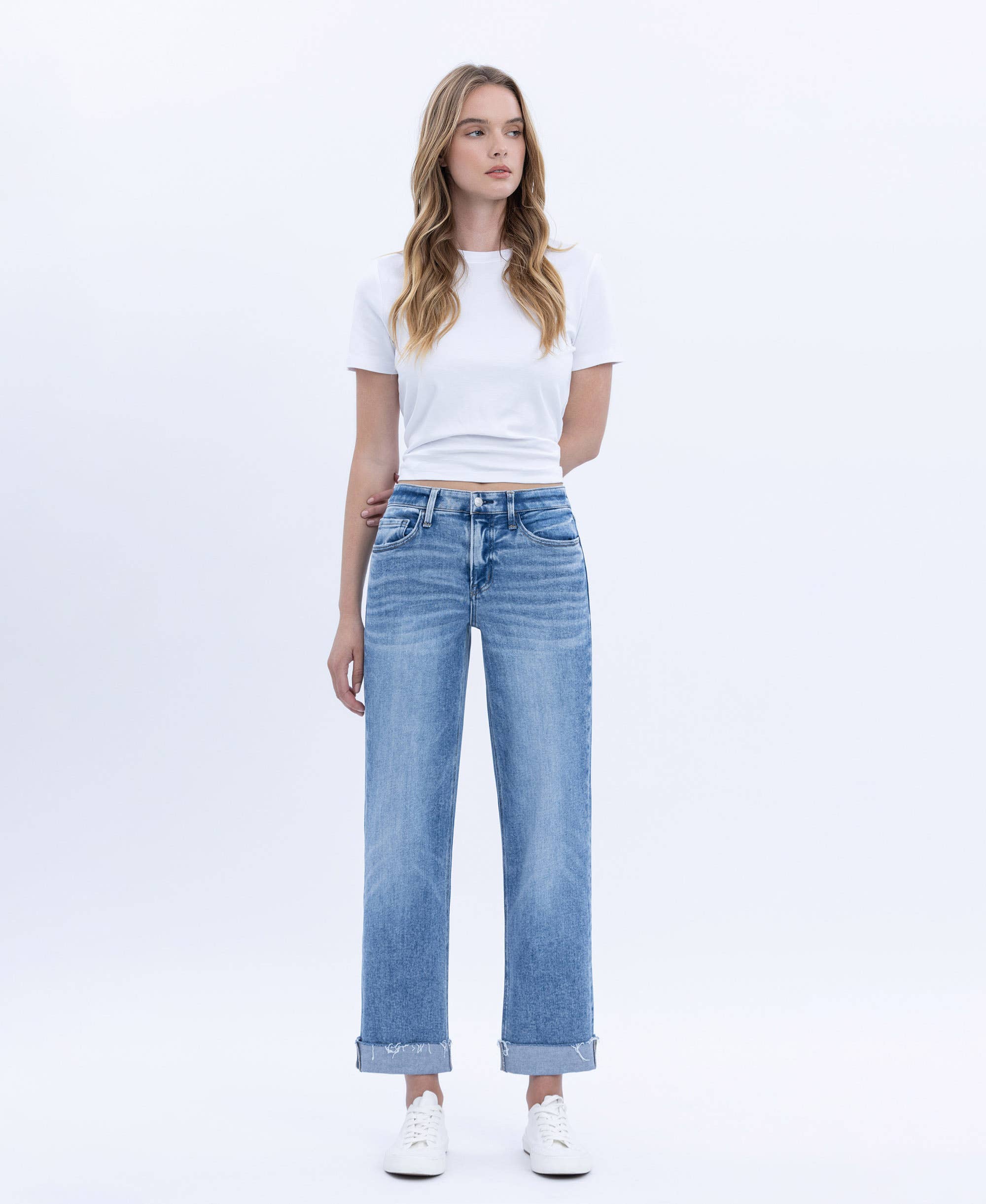 Delectable Flying Monkey High Rise Cuffed Crop Straight Jean