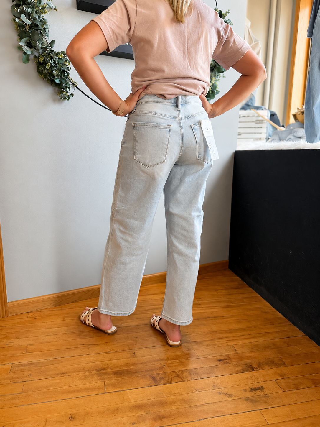 Risen High Rise Barrel Pants- Light