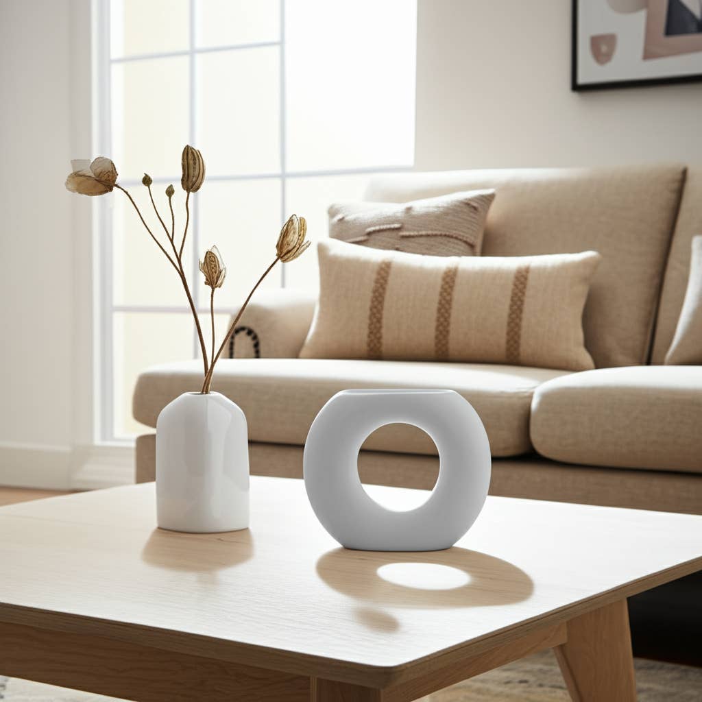 White Ceramic Donut Round Cut-Out