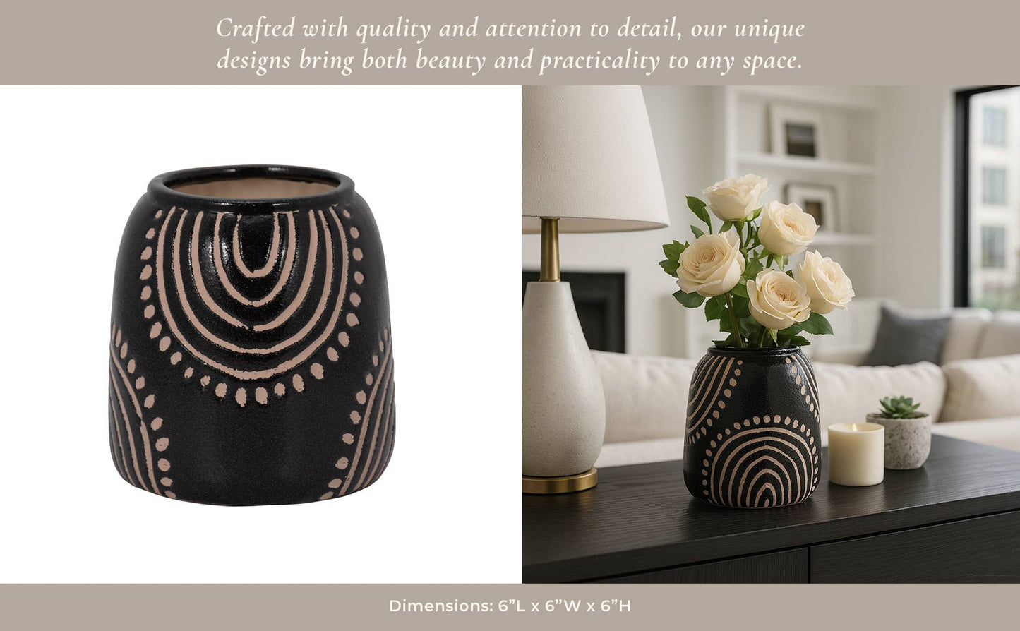 Black/Tan Ceramic Modern Tribal Arch