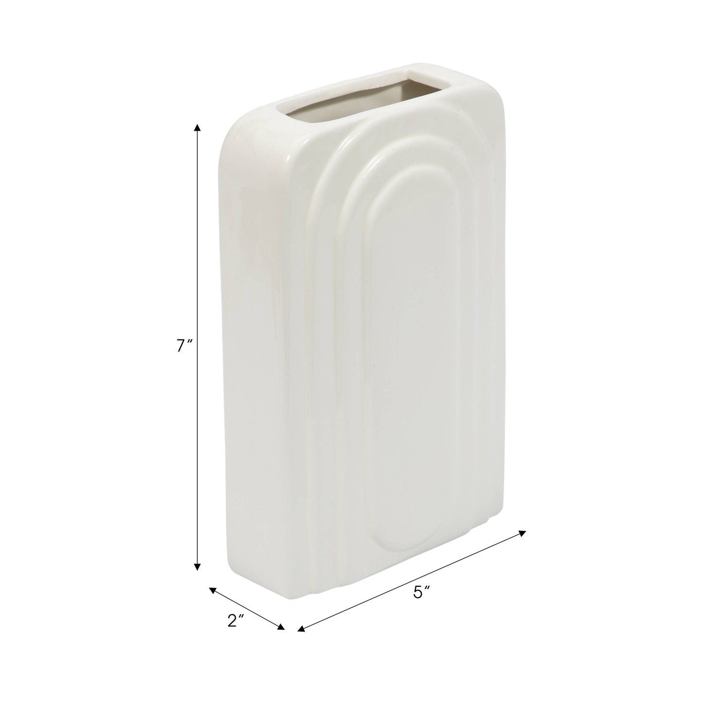 White Ceramic Rectangle Etched Arch