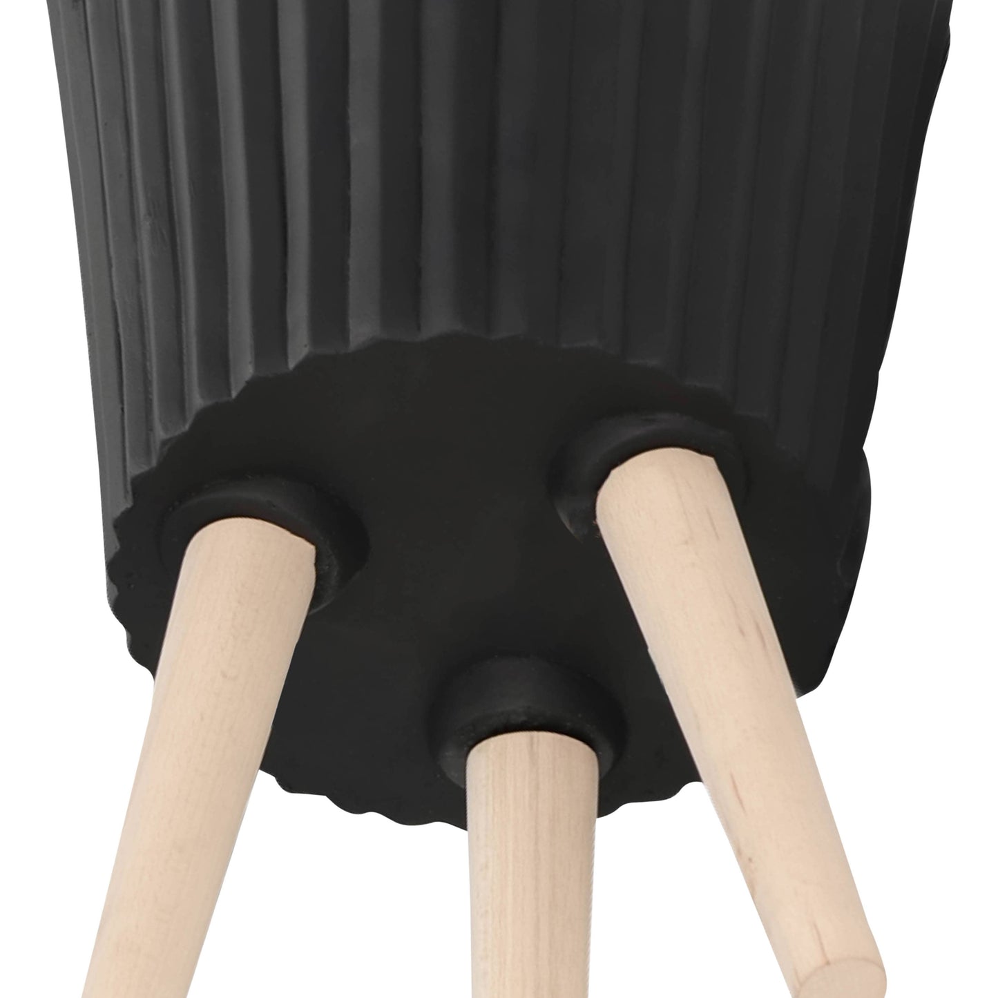 Black Resin Round on Wood Legs