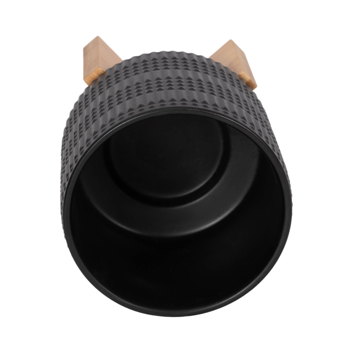 Black Ceramic Round Tribal with Wood Base