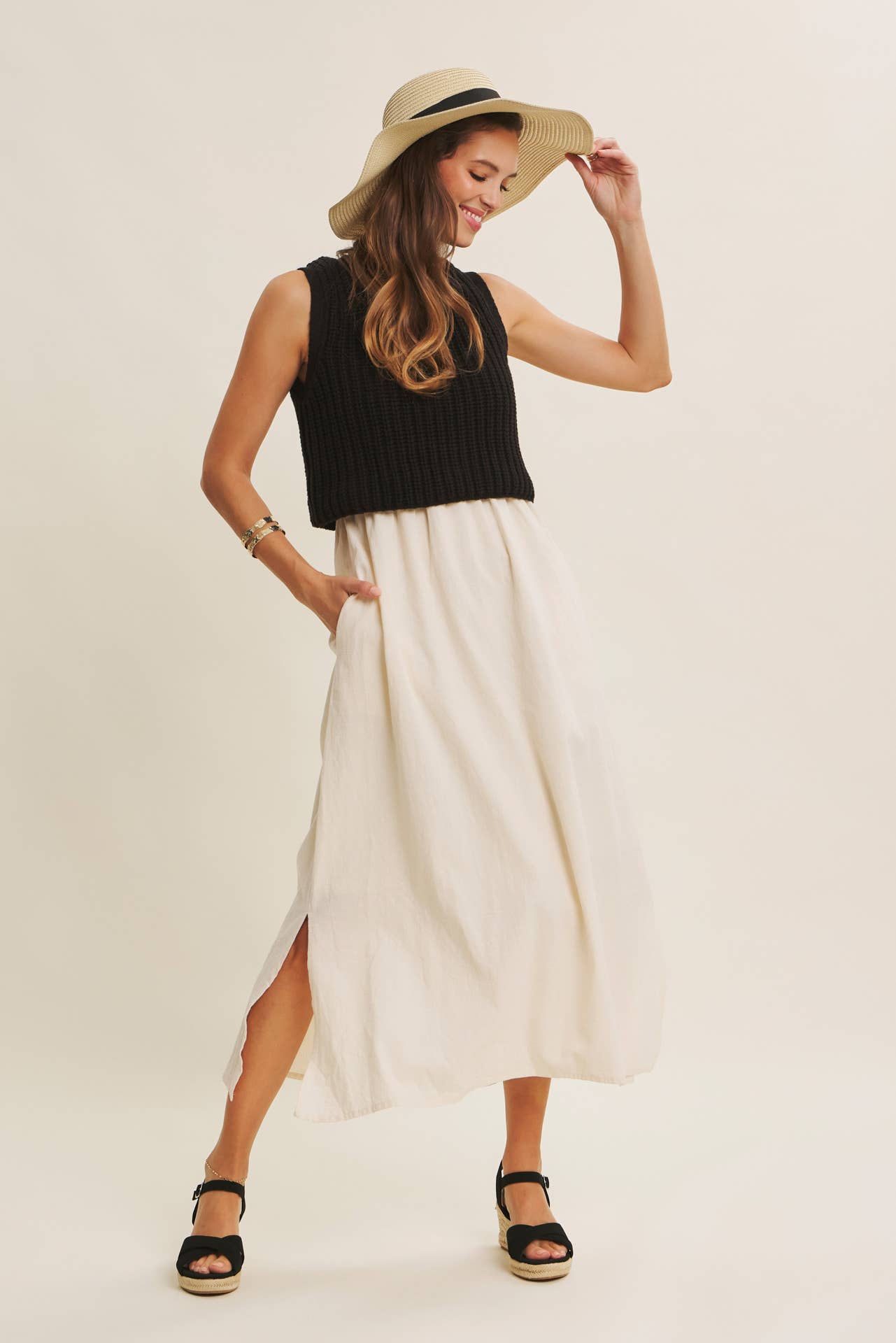 TRUE CUSTOMER FAVORITE CHUNKY SWEATER TWOFER MIDI DRESS