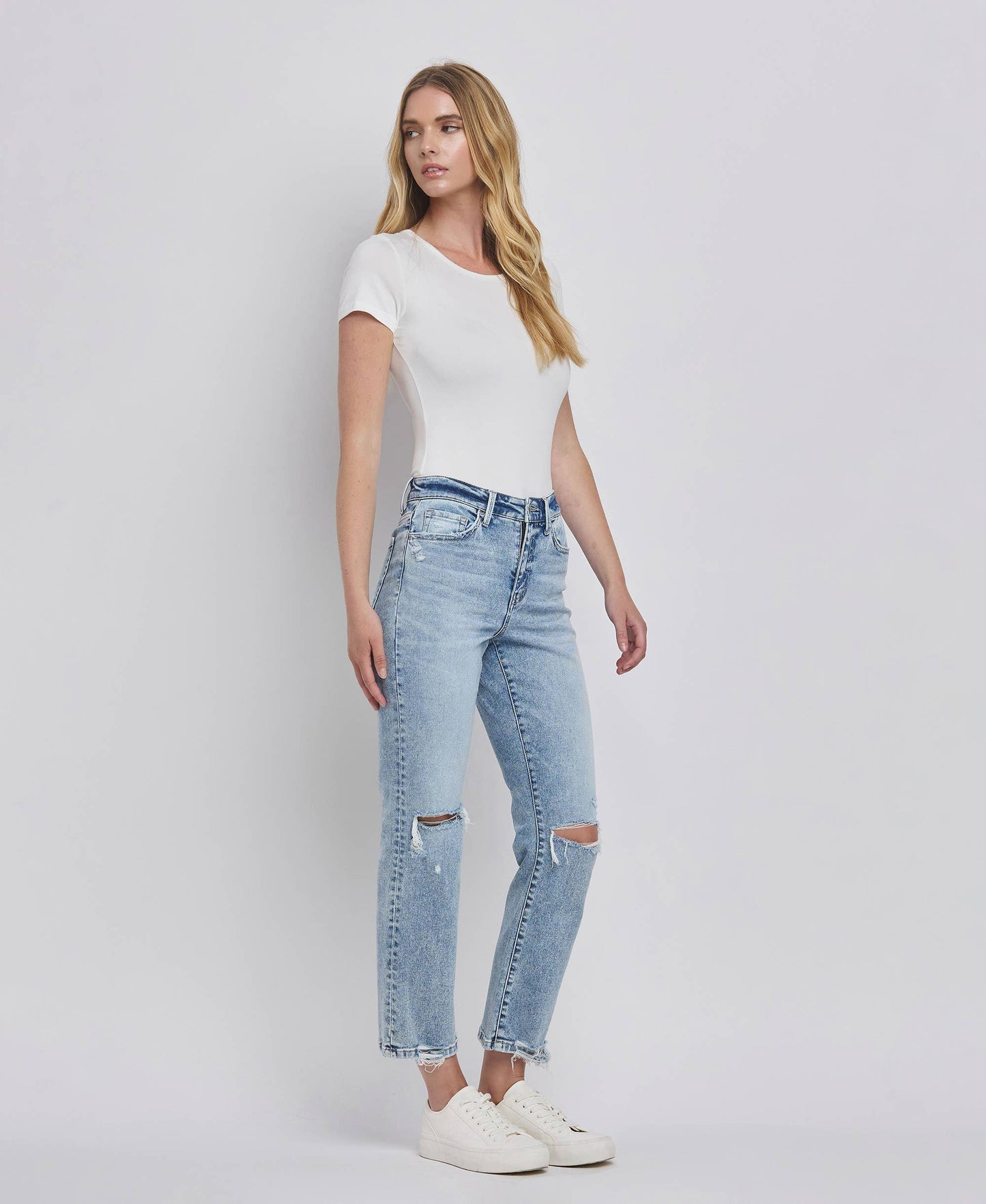 Vivid Flying Monkey High Rise Distressed Crop Straight
